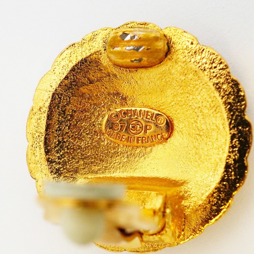 CHANEL Authentic Gold Logo Earrings - Picture 4 of 5